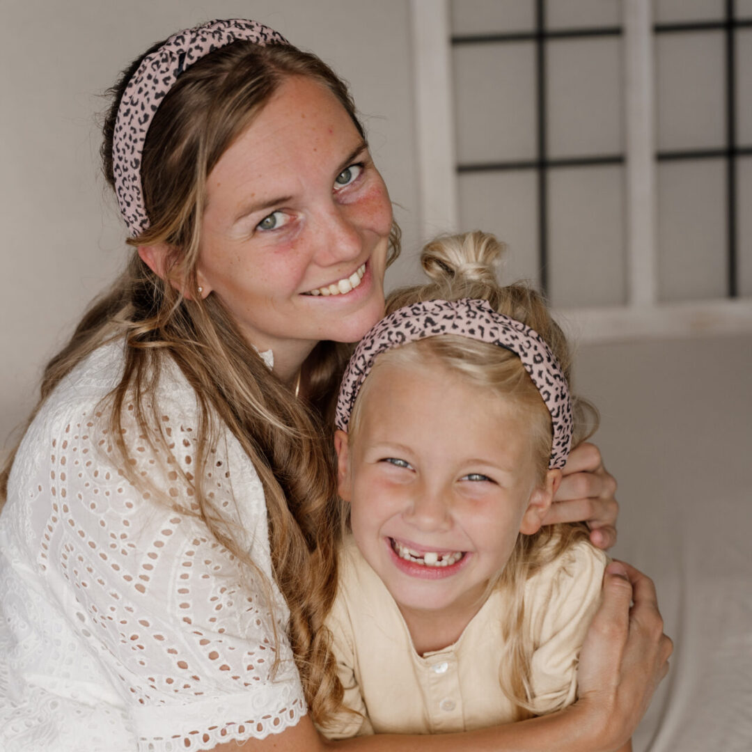 Twinning haarband mommy & me - panter roze moeder en dochter